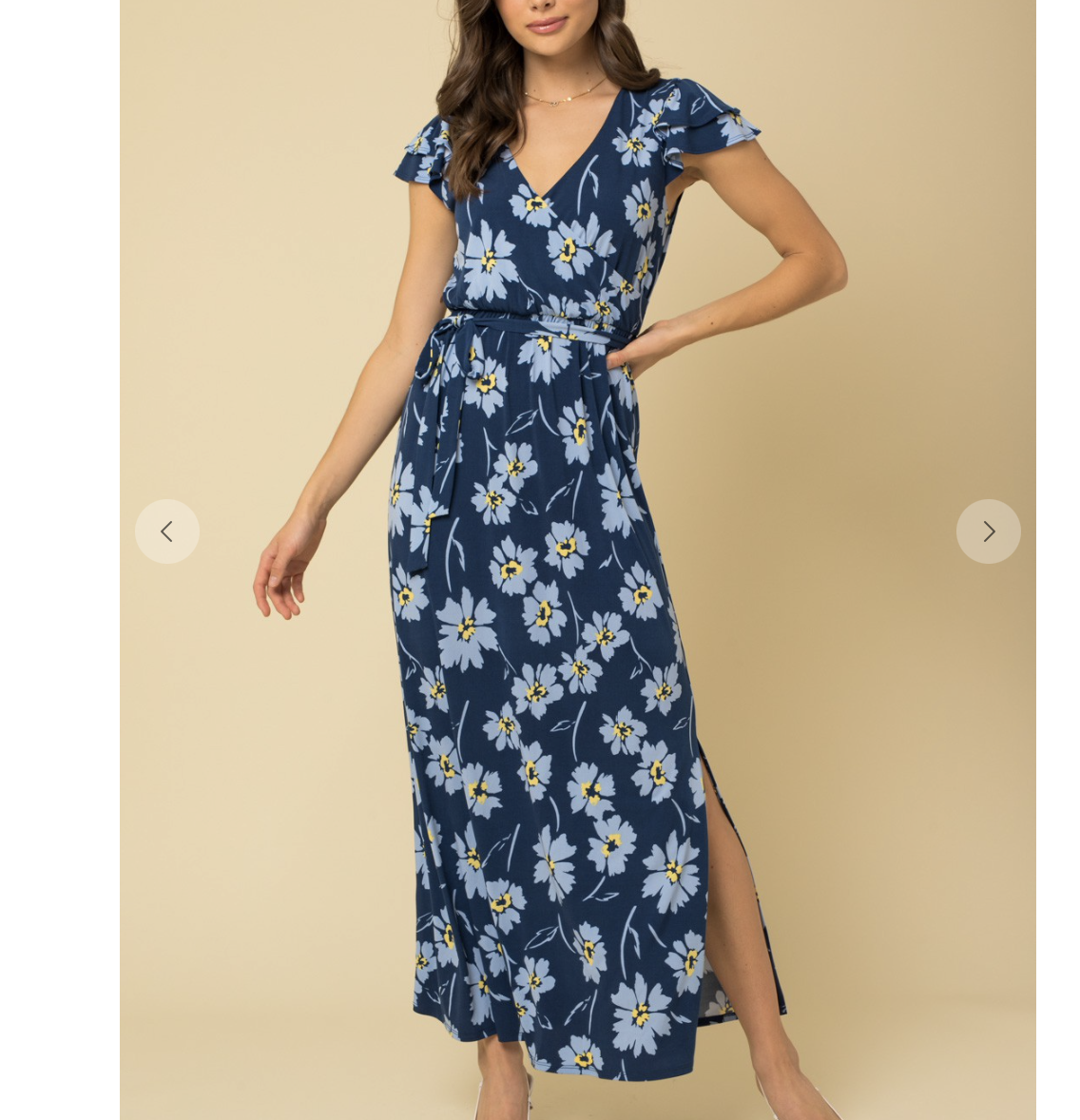 Navy/Yellow Cap Sleeve Maxi Dress | West Anna Boutique
