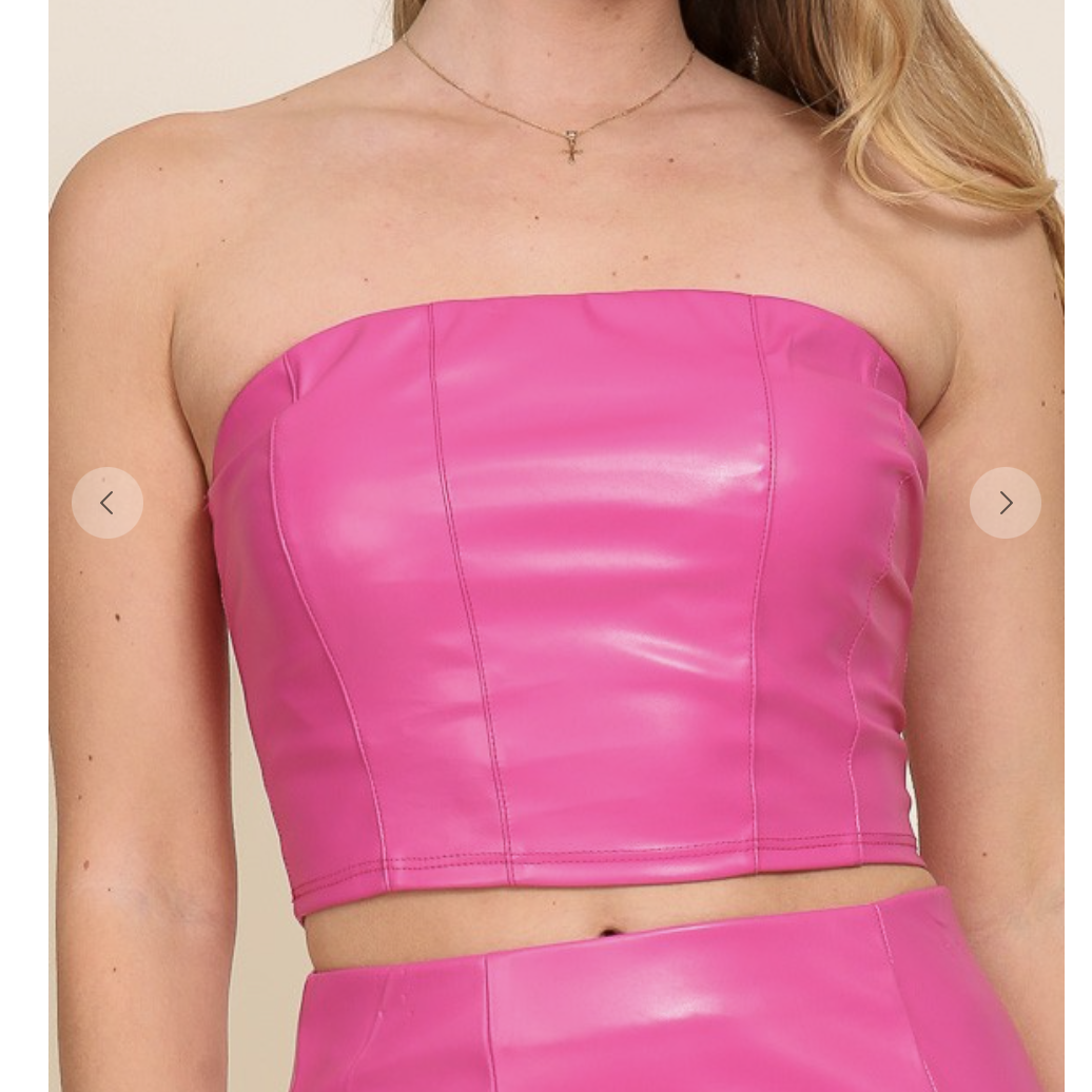 Pink Faux Leather Tube Top West Anna Boutique