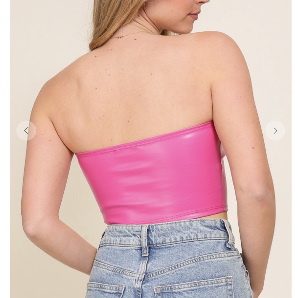 Pink leather tube top sales