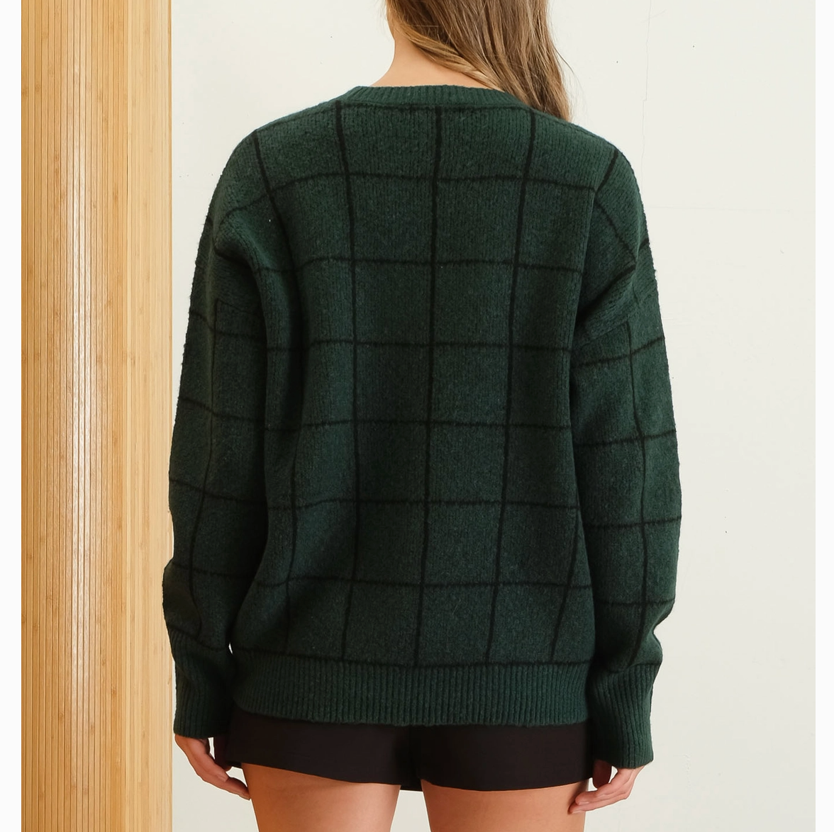 Grid Print Pullover Sweater West Anna Boutique